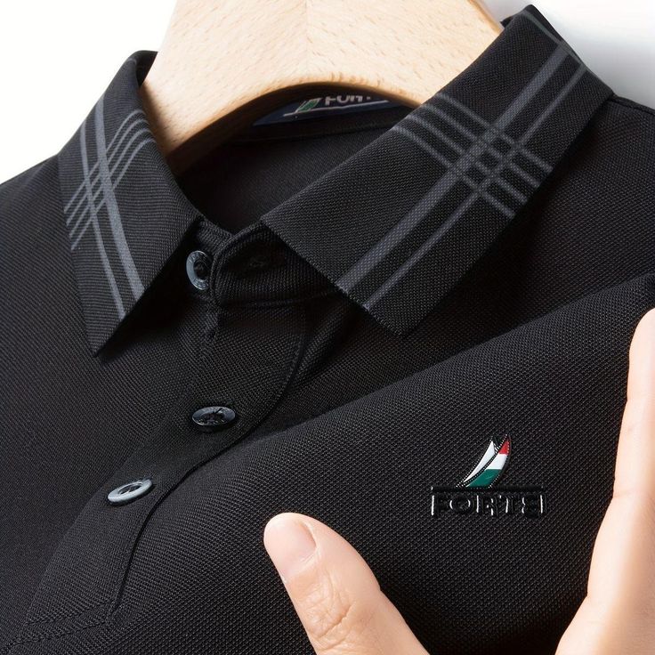 Men’s Black Polo T-Shirt – Slim Fit, Short Sleeve, Embroidered Logo with Contrast Collar Design – Casual & Formal Wear