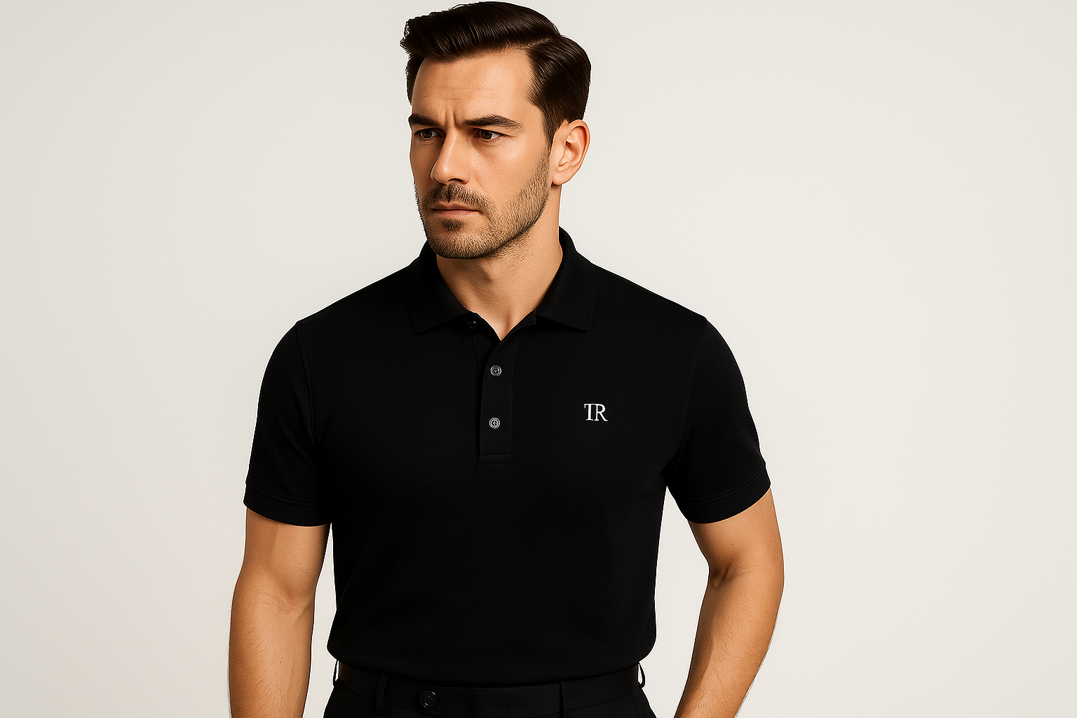 TrueRider Premium Black Polo Shirt - Model View
