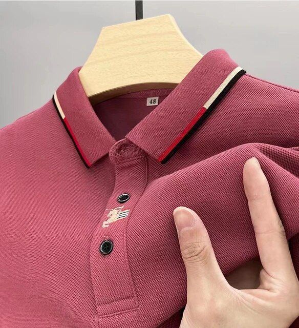 Men’s Polo T-Shirt – Maroon, Short Sleeve, Slim Fit Casual Wear with Contrast Collar