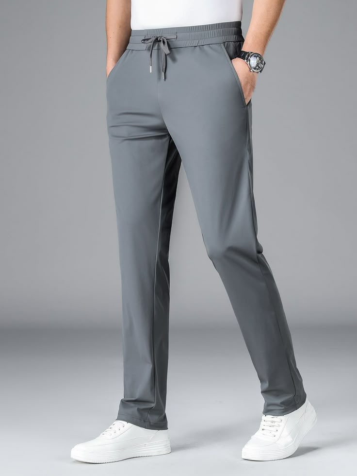 Men's Drawstring Waist Slant Pocket Pants