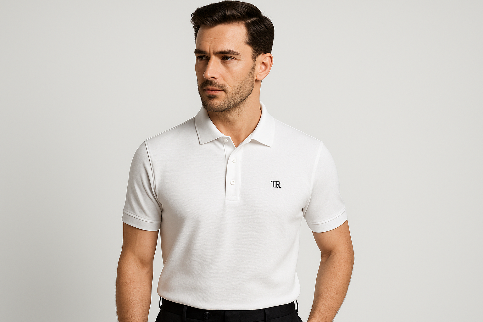 TrueRider Premium White Polo Shirt with TR Logo