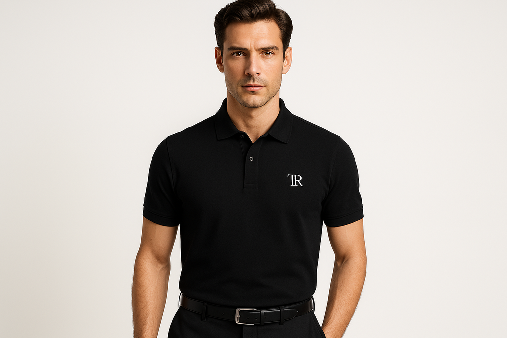 TrueRider Premium Black Polo Shirt - Front View