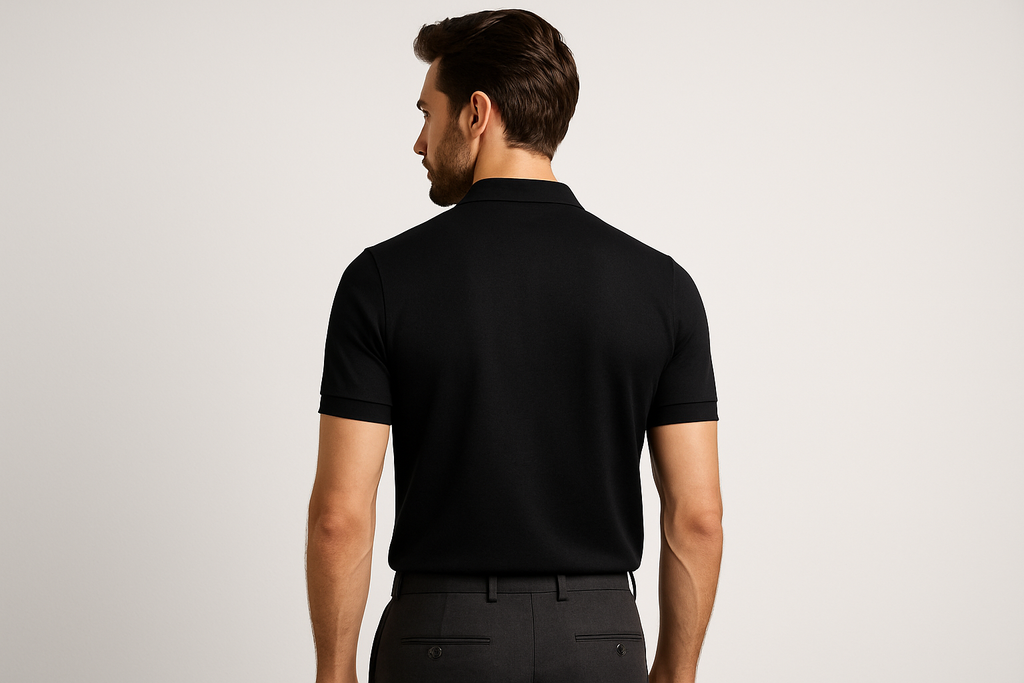 TrueRider Premium Black Polo Shirt - Back View