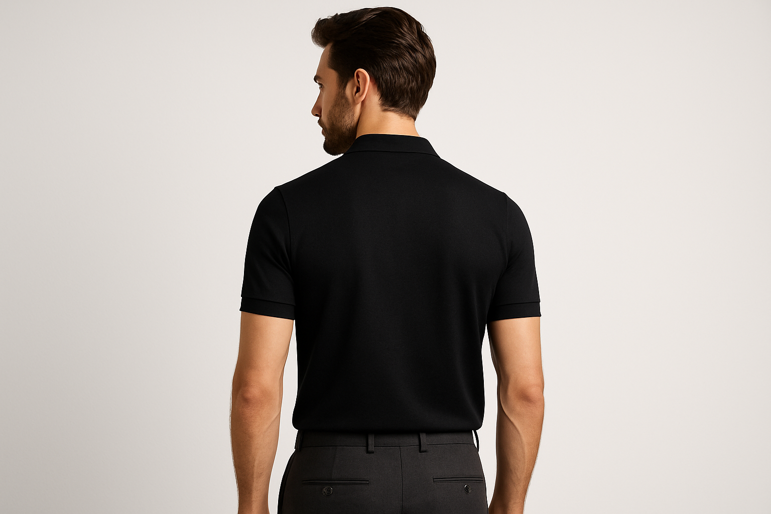 TrueRider Premium Black Polo Shirt - Back View
